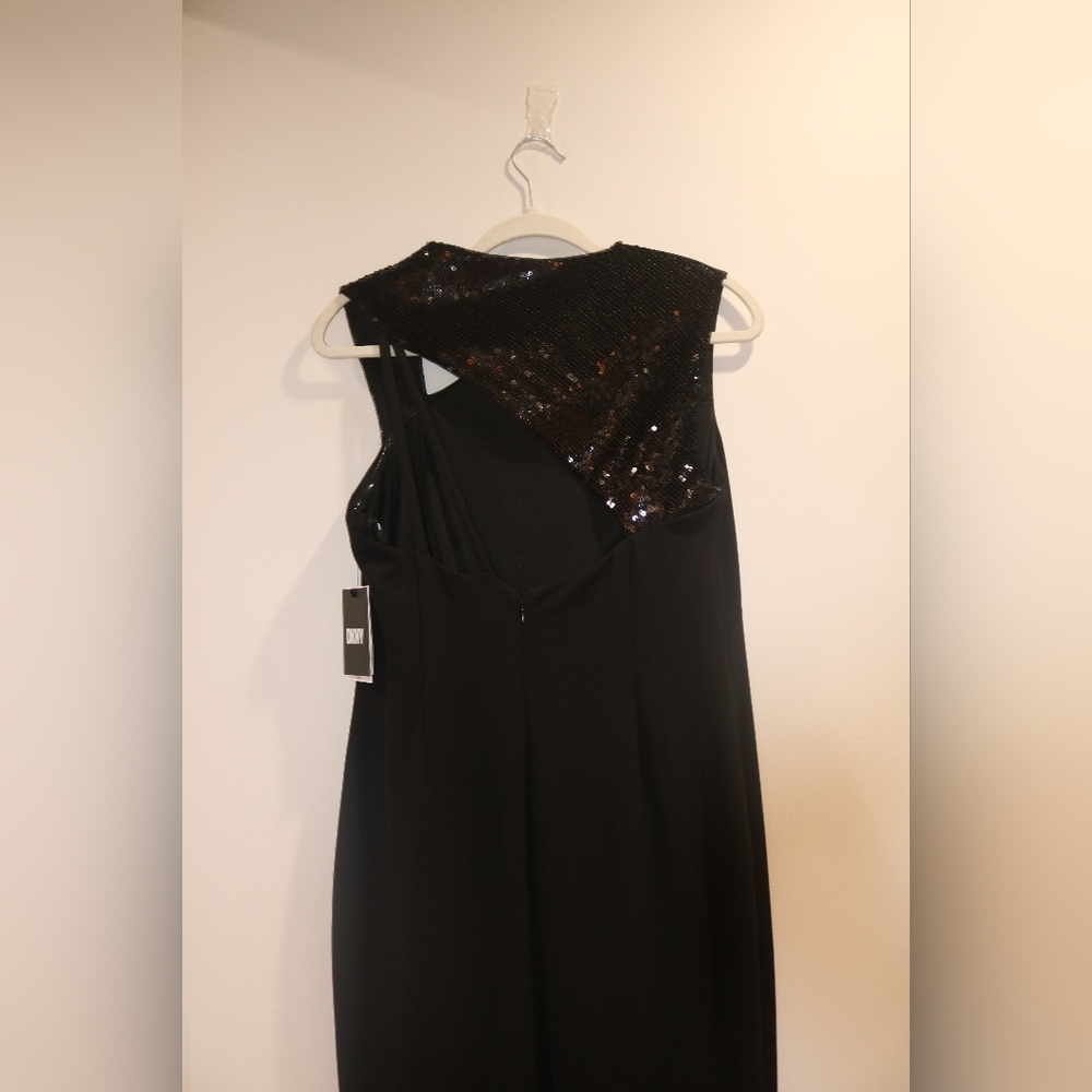 Dkny Women's Asymmetric-Neck Sequin-Detail Gown - Black - Picture 6 of 11